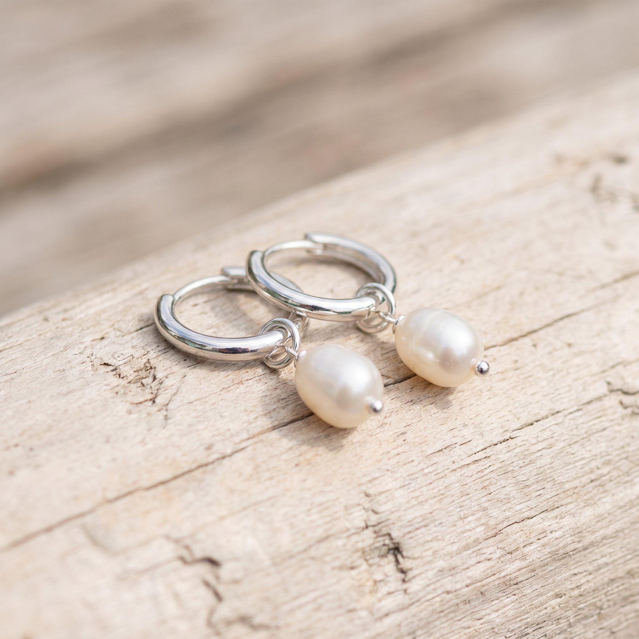 Sculptural Twisted Silver Hoops
