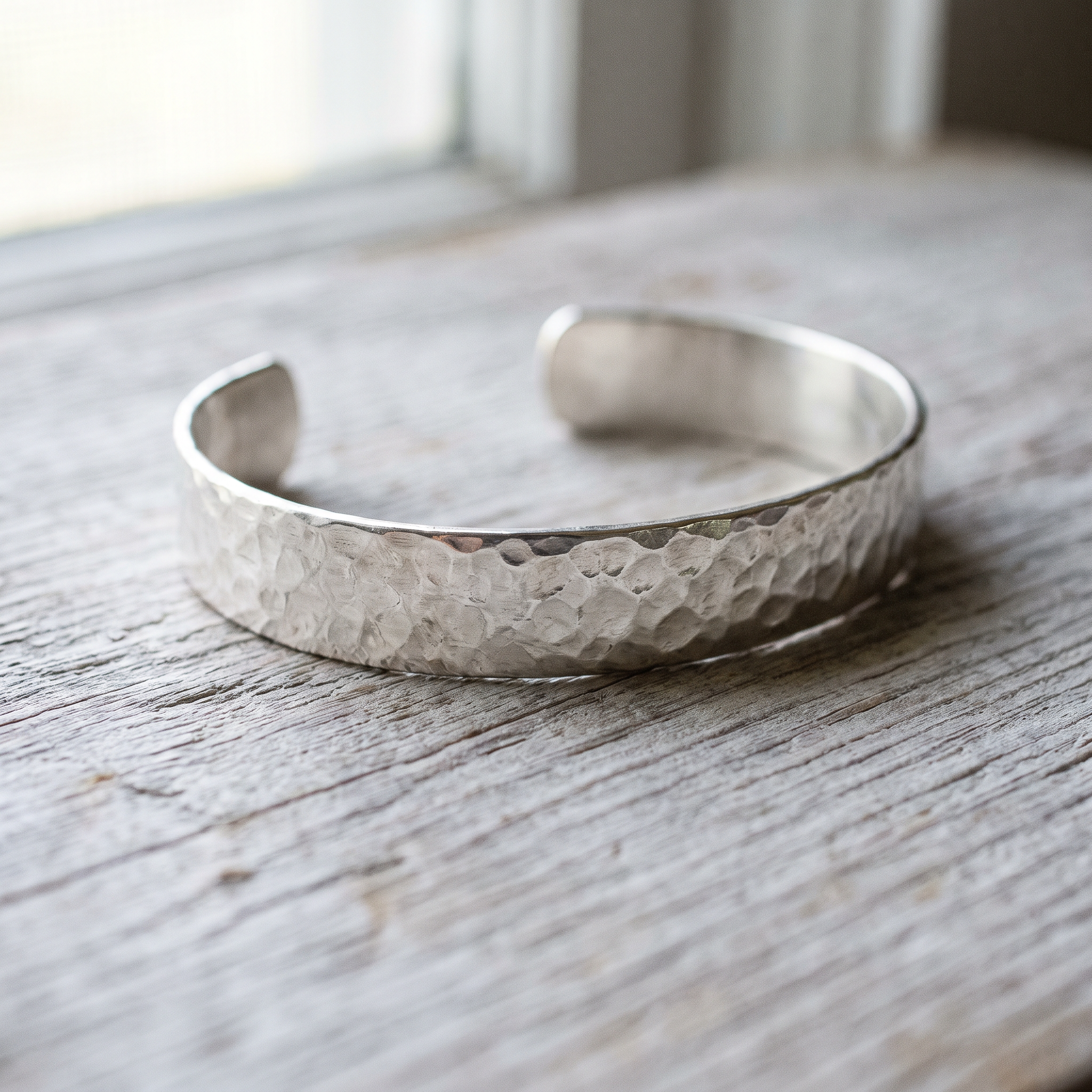 Hammered Silver Cuff Bracelet