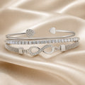 White Gold Rhinestone Infinity Bracelet Set