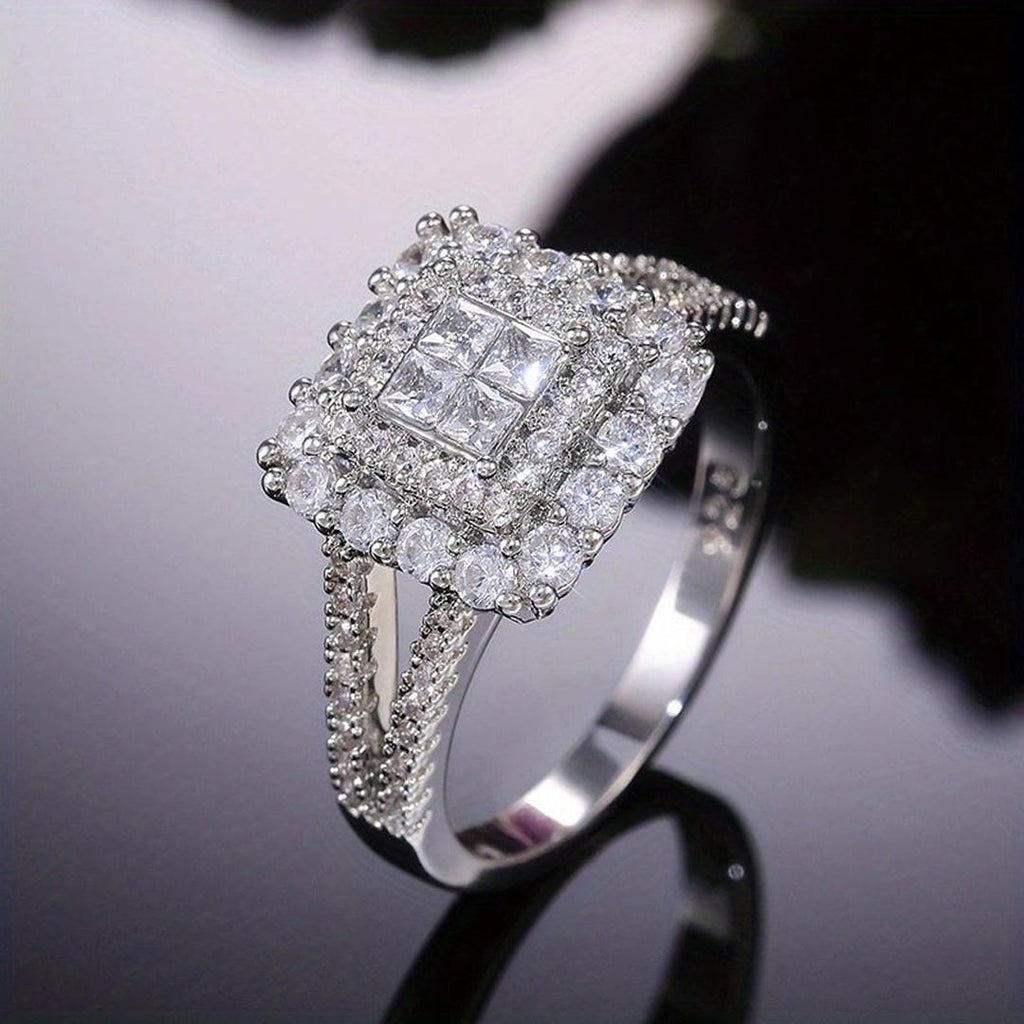 Square Shape Zirconia Wedding Ring