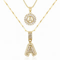 Pave Letter Initial Necklace Set